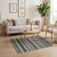 thumbnail image 3 of ODIKA 4'x6' Washable Area Rug Non-Slip, Chair-Friendly, Flatwoven Boho With Layered Bands And Distressed Pinstripe Accents Striped Flowing Dynamic for Home Office, Under Desk, 3 of 7