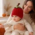 thumbnail image 7 of Baby Halloween Pumpkin Beanie Warm Knit Hat Cuffed Soft Skull Cap for Fall Winter Festive Parties and Cold Weather Wear for Infants Toddlers and Kids Red One Size, 7 of 7