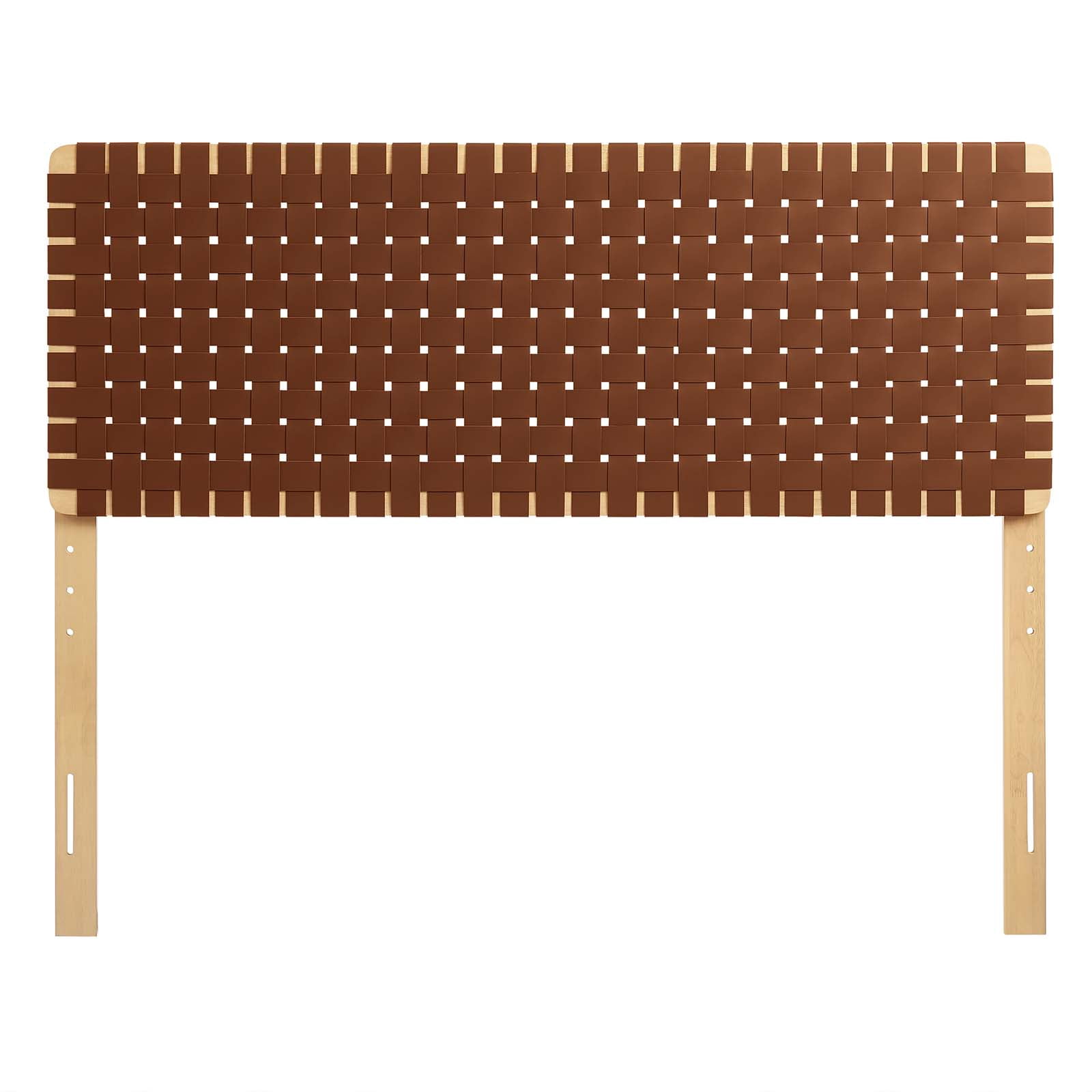 Sparta Weave Vegan Leather Queen Headboard in Natural Brown