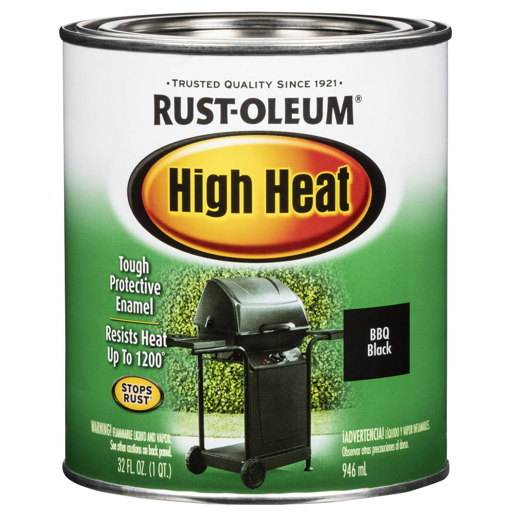 RustOleum High Heat Tough Protective Enamel BBQ Black, 32 fl oz Stain