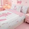 thumbnail image 3 of meiyoeat Kawaii Bowtie Zipper Full Size Comforter Sets with Fitted Sheet and 2 Pillowcases For Girls,Modern Personalized Initial L Zipper Bedding Set For Kids,Pink Reversible,4-Piece, 3 of 7