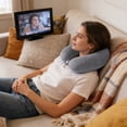 thumbnail image 4 of U-Shaped Neck Pillow for Travel & Office, Polyester Ergonomic Support with Snap Closure, 30x30x8cm in (Gray), 4 of 5