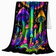 thumbnail image 2 of Surreal Neon Glow Art, Dramatic Fantasy Scene, Warm Flannel Blanket for Sunroom and Reading Nook, Garden Lovers Housewarming Gift, Fantasy Home Decor, 2 of 9