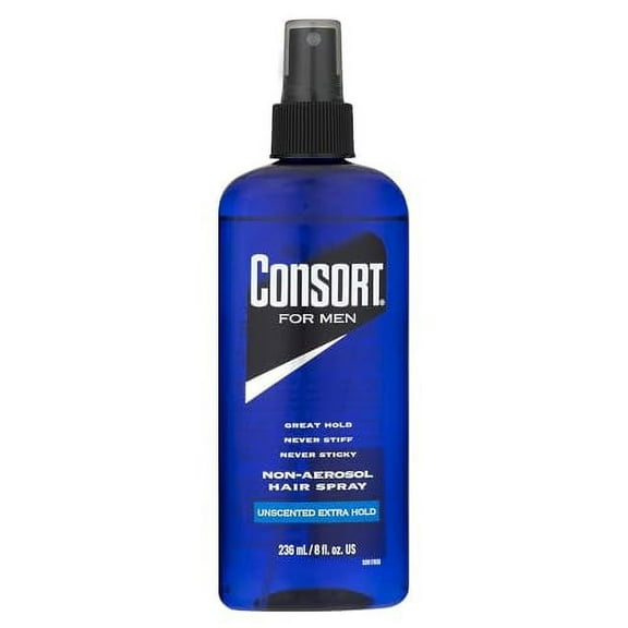 Consort Hair Spray for Men, Extra Hold, Unscented, Non-Aerosol - 8 oz(Pack of 4)