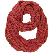 CC Winter Soft Matching Unisex Chunky Knit Cowl Loop Infinity Scarf (Ribbed Solid Mauve)