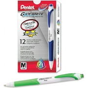 Pentel GlideWrite Ballpoint Pen with TechniFlo Ink, (1.0mm) Medium Line, Lime Green Ink, Box of 12 Pens (BX910-K)