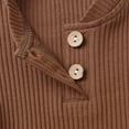 thumbnail image 3 of Newborn Baby Boy Clothes Ribbed Knitted Cotton Short Sleeve Romper +Pants Solid Color Summer Outfits Brown 3-6 Months, 3 of 6