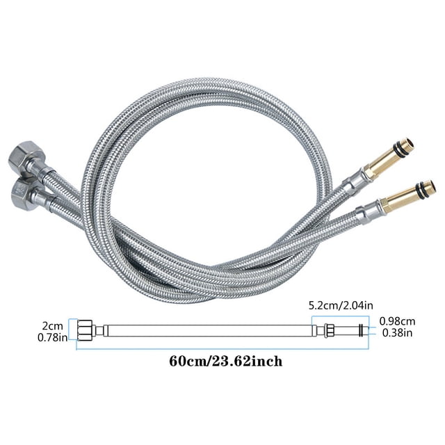 Ltdhehe 2PCS Household Faucet Water Inlet Hose Hot And Cold Universal Stainless Steel Material Kitchen Washbasin Extension Metal Connecting Pipe