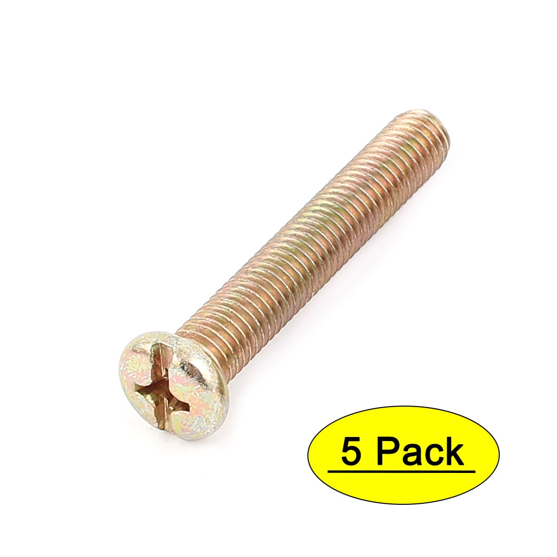 Uxcell M8 x 50mm Round Head Machine Screw Bolt Bronze Tone (5pack