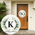 thumbnail image 2 of Clearance! Monogram Letter Welcome Sign for Front Door Rustic Green Floral Family Initial House Warming Decor Spring Summer Wooden Wreath Personalized Sign for House Front Porch 12 Inch, 2 of 9