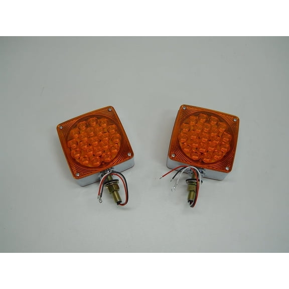 (2) LED Amber Side Marker Turn Signal Semi Truck Fender Lights / Single Stud