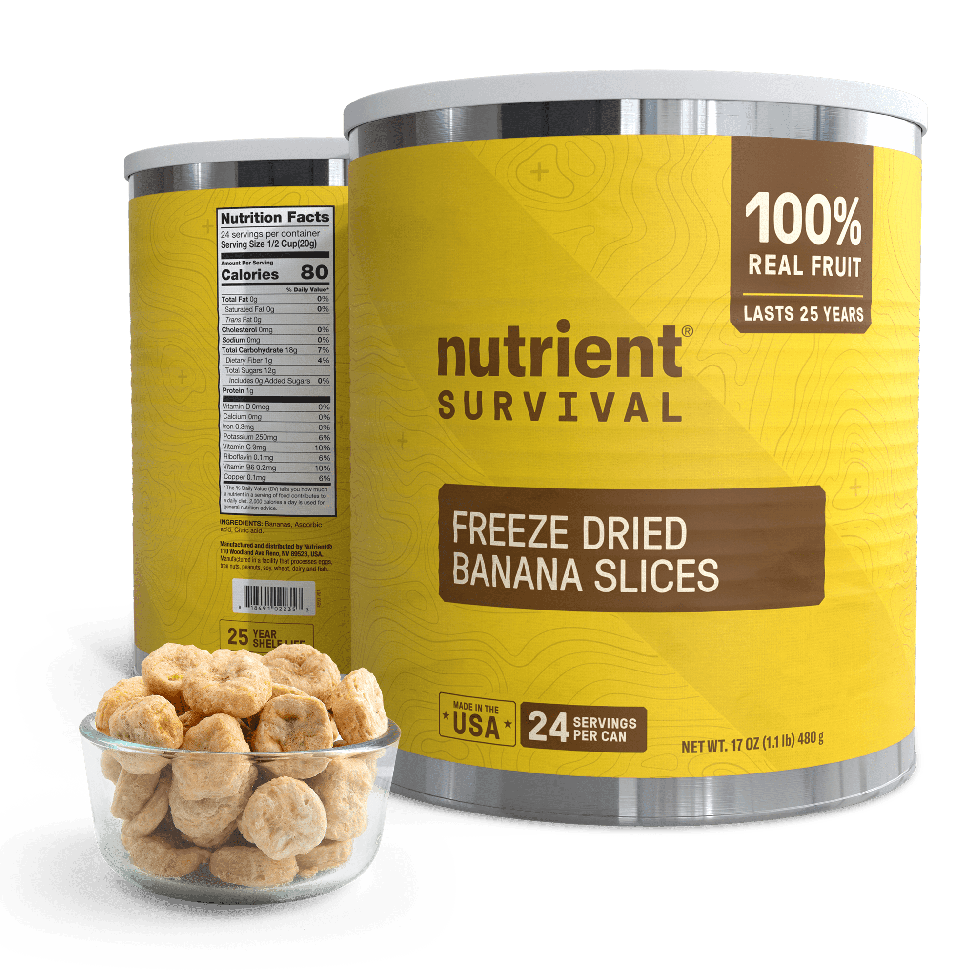 Premium Freeze-Dried Bananas – #10 Can | 25-yr Shelf Life | Emergency Food Storage