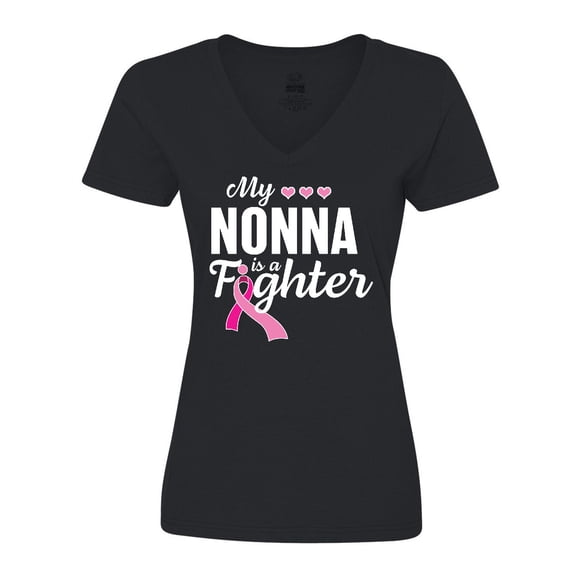 Inktastic Breast Cancer Awareness My Nonna is a Fighter Women's V-Neck T-Shirt