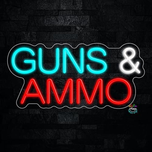 Guns & Ammo LED Neon Sign 21"L x 10"H #32347