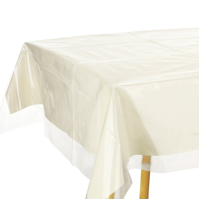 Uxcell 2Pcs 54 x 102 Inch Clear Plastic Tablecloth, Waterproof Oilproof Rectangle Vinyl Table Cover Protector, Table Cloth for Dining, Parties and Holidays