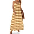 thumbnail image 1 of Vestido sin mangas de cuadros naranja y blanco Vestido de verano Vestidos con mangas largas, 1 of 7