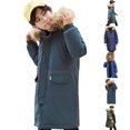 thumbnail image 5 of Mercatoo Hooded Puffer Jacket for Boys Girls 𝗙𝘂r Hood Zip Up Thicken Windproof Down Coat Winter Warm Mid Length Parka, 5 of 5