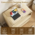 thumbnail image 6 of Laintene Modern Nightstand Set of 2, 23.6" Wide Large Bedside Table with 2 Drawers & Charging Station, Curved Wooden End Table for Bedroom Living Room, Natural, 6 of 8