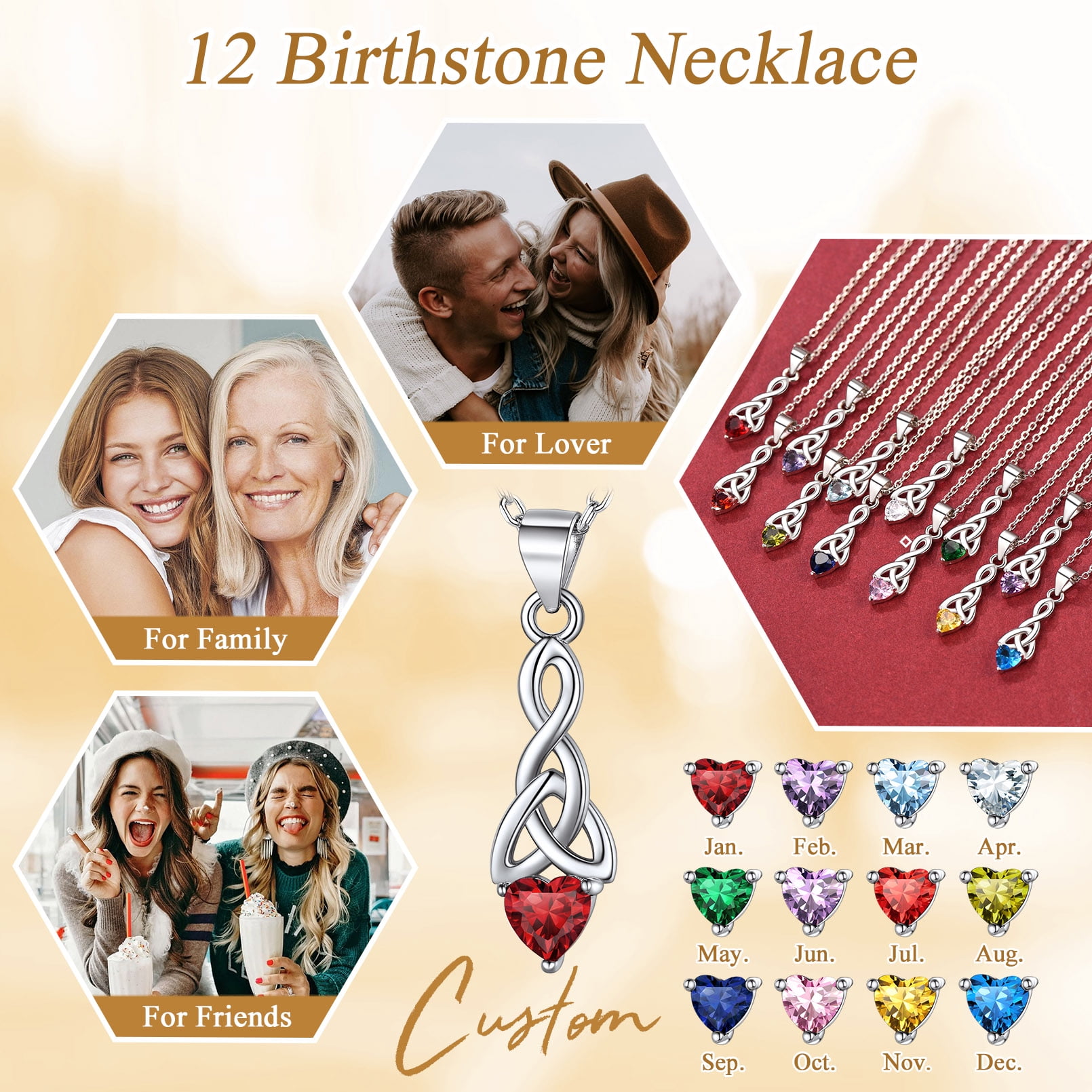 FaithHeart January Birthstone Heart Necklace for Women Celtic Knot Pendant Necklace 925 Sterling Silver Girlfriend Christmas Birthday Jewelry Gift