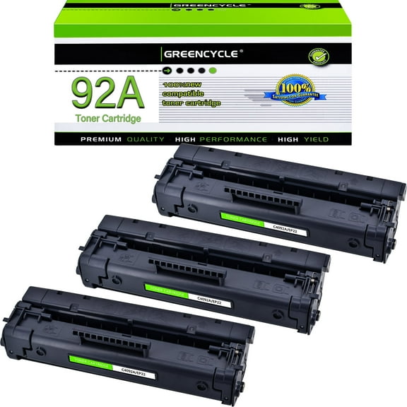 greencycle Compatible Toner Cartridge Replacement for HP 92A Black Toner Cartridge C4092A Use forLaser Jet 1100 1100a 1100ase 1100axi 1100se 1100xi 3200 3200se 3200m(3PC)