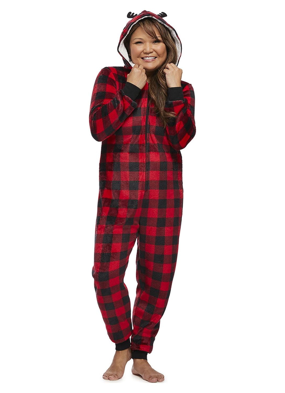 Jolly Jammies Buffalo Plaid Matching Family Christmas Union Suit Pajama Set