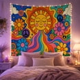 thumbnail image 2 of Floral Garden Smiling with Human Face Closed Eyes, Mystical Fantasy for Space Lovers, Galaxy Room Decor, Mother'S Day Gift, Tapestry Wall Hanging for Bedroom and Dorm, 2 of 7