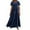 Dark Blue, variant on IROINNID Summer Dresses For Women Loose Short Sleeve Round-Neck Asymmetric Swing Layered Beach Long Dress Cheap