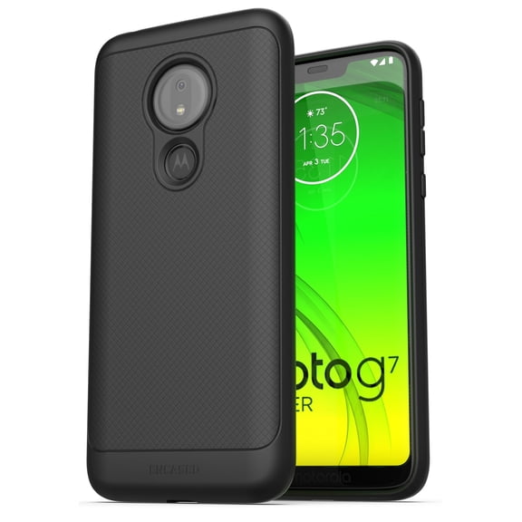 Encased Moto G7 Power Case (Thin Armor) Slim Fit Flexible Grip Phone Cover for - Black