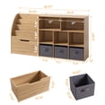 thumbnail image 5 of Fatmok Kids Bookshelf and Toy Storage Organizer with Movable Drawers and 3 Bins, Reading Nook Shelf with 5 Cubbies, Natral Wood, 5 of 7