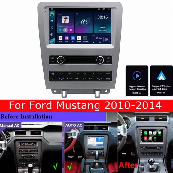 Car Stereo for Ford Mustang 2010-2014, 9in w/Wireless Carplay & Auto AHD Cam 2 32GB Android 13