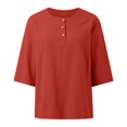 thumbnail image 4 of DuoJiaJ Casual Women's T Shirts Classic Round Neck With Button Detail Short Sleeve Comfortable Everyday Wear For Spring And Summer Cropped Tops for Women Red L, 4 of 4