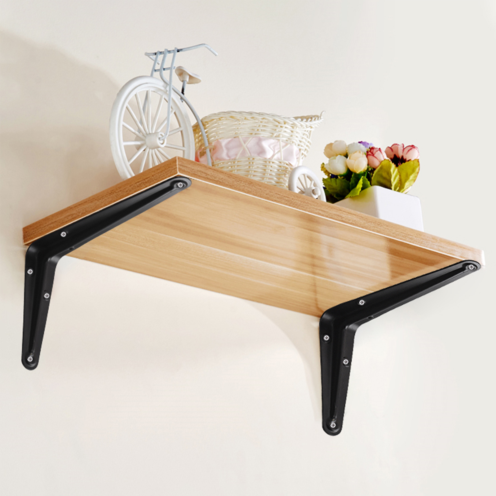 Shelf Brackets 24 Packs 6x8inch, Black Iron Metal Floating Shelf