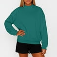 thumbnail image 2 of Mock Neck Sweatshirts for Women Fall Oversized Sweatshirt Casual Comfort Cute Pullover Tops Drop Shoulder Sweaters Green L, 2 of 5