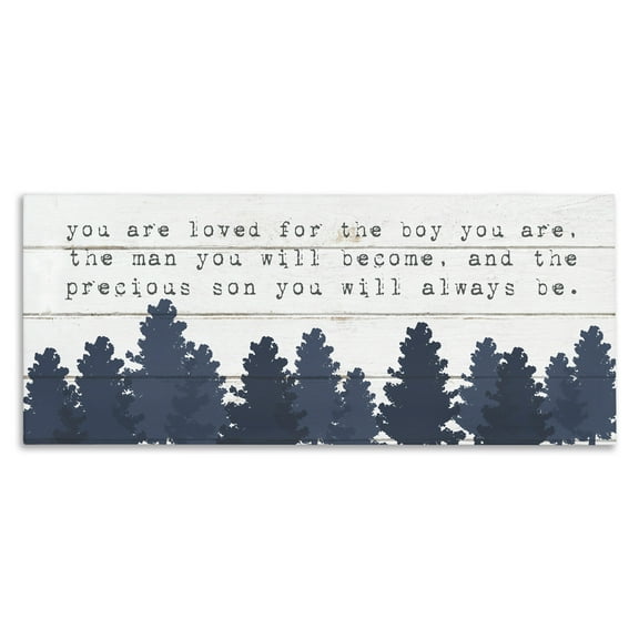 The Kids Room by Stupell You Are Loved For The Precious Son You Are Navy Blue Forest Canvas Wall Art
