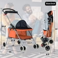 thumbnail image 3 of CL.HPAHKL 4 Wheels Outdoor Pet Folding Stroller, Waterproof Travel Dog Stroller with Cup Holder & Zippered Mesh Windows, Pad Canopy Puppy Strolling Cart for Small Medium Dogs, Orange, 3 of 8