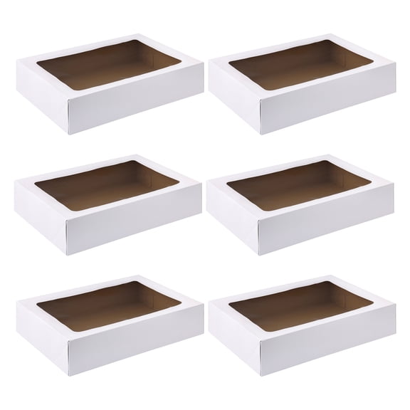 Makery 2 Count (12 total) Corrugated Window Cake Boxes - See-Through Window for Dessert, Cakes, Cookies - Bulk 6 Pack