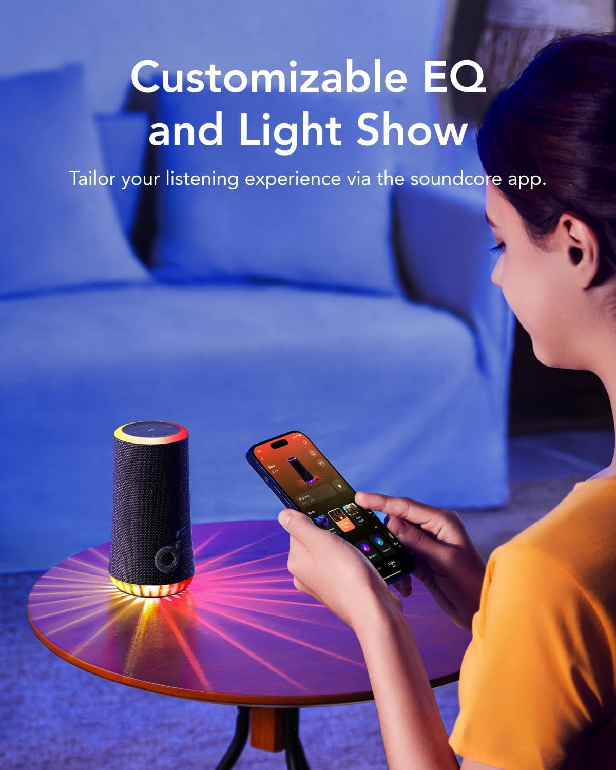soundcore Glow Portable Speaker with 30W 360° Sound, Synchronized Radiant Light, 18H Playback,IP67 Waterproof, New  (图4)
