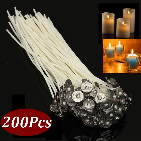 200 Pack Pre Waxed Candle Wicks With Sustainers For Making Tea light Candles 