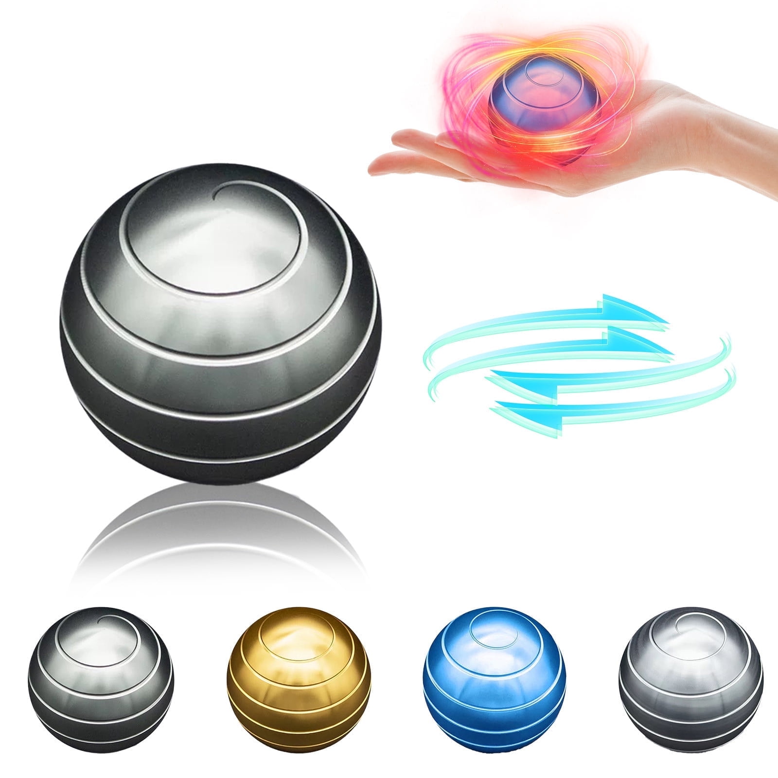 Metal Desktop Spinning Ball Toy - Stress Relief Fidget Spinner - Portable Pocket Sized 1.5 Decompression Toy - Durable Precision Engineered Design for Work and Study Focus