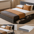 thumbnail image 3 of Zocalo Base de Cama  Queen Size | Cama con Almacenamiento, Respaldo Ajustable y 4 Cajones-Gris oscuro, 3 of 7