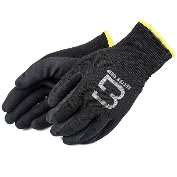 (Box Deal) BGWANS-BK-9M-CS, Better Grip Safety Winter Insulated Double Lining Rubber Coated Work Gloves, 72 Pairs/CS (Medium, Black)