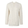 thumbnail image 3 of Arlun Women's 2025 Long Sleeve Cable Knit Cardigan Sweaters Open Front Fall Winter Warm Comfortable Outerwear Solid Color Stylish Aran Sweater Coat with Pockets Beige M, 3 of 4