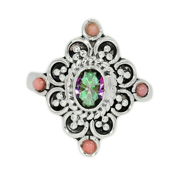 Handwork - Treated Rainbow Quartz 925 Silver Ring Jewelry s.7.5 ALLR-24393