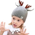 thumbnail image 5 of Lindo sombrero de punto cálido y suave para bebé con astas de reno para niñas y niños pequeños, 5 of 5