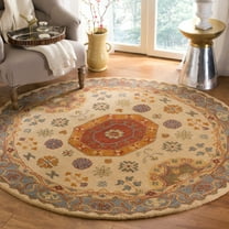 SAFAVIEH Heritage Gladwyn Traditional Wool Area Rug, Beige/Multi, 8' x 8' Round