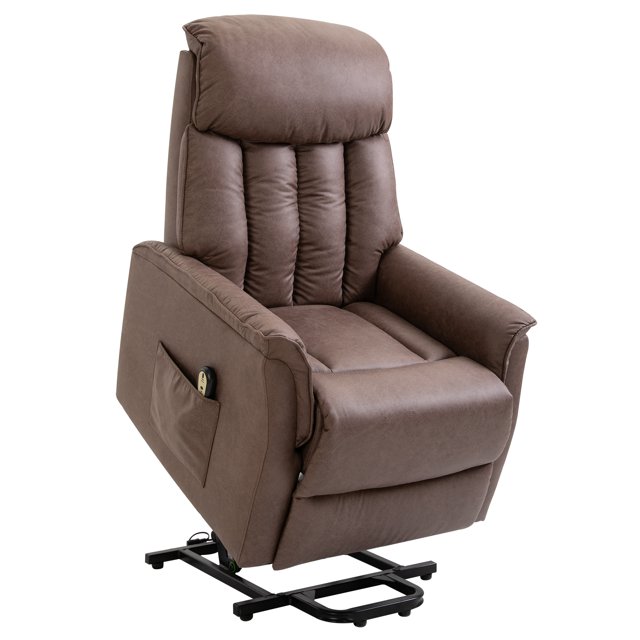 HOMCOM Electric Power Lift Recliner Chair Sofa for Elderly, with Footrest, Remote Control, Side Pocket For Dining Living Room Use, Micro Fiber, Brown