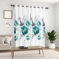 thumbnail image 6 of Lfeey Teal Floral Blackout Curtains, Thermal Insulated Noise Reducing Grommet Curtains for Bedroom Living Room, 42x72 Inches, 2 Panels, 6 of 7