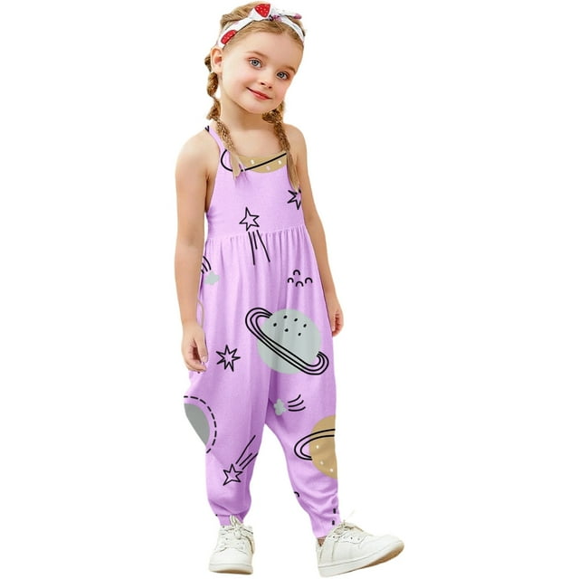 Stylish Girls Romper Jumpsuit Adorable Printed Design Playful Toddler Outfit Comfortable Soft Material Everyday Wear For