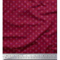 Soimoi Red Cotton Poplin Fabric Artistic Geometric Print Fabric by the Yard 56 Inch Wide