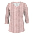 thumbnail image 4 of Holzkary 3/4 Sleeve T Shirts for Women Women's Top 3/4 Sleeve Striped Printed Cute Top V Neck Slim Half Sleeve T Shirt Shirt Top Casual Fashion Cute Basics Tees Red M, 4 of 7